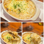ミート＆ワイン - グツグツ熱々のラザニアは、なんと
ひき肉ではなく、
とろとろに煮込まれた牛すじ入り！！∑(ﾟДﾟ)

ホワイトソースとチーズとパスタに絡み合って‥
コレはめちゃくちゃ美味しいです〜♡