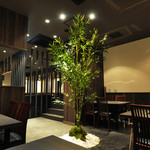 たこ焼 京の華 - 店内は笹をモチーフにしています。ジャズを流し、お洒落な空間でたこ焼きを焼くことができますよ♪