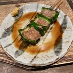 鳥茂 - ピーマンの肉詰め タレ