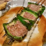 鳥茂 - ピーマンの肉詰め タレ