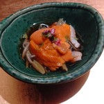 Ogikubo Amanuma Ochiai - ミョウガ、赤貝、北寄貝の紐、ウニの酢の物