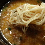 赤オニにスープを入れて、つけ麺風にいただく