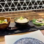 麻布しき 旗の台店 - 先付三品盛り合わせ