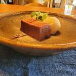Osteria della Capanna - チョコレートのトルタ、ヨーグルトのジェラート①