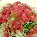 cafe 風音 - サルサライスにトマトざくざくソースをオン。。」