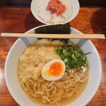 浜堂ラーメン - 煮干そば(平麺)と、からし明太子ごはん