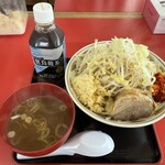 ラーメン もっけだの - 2023.5限定『まぜそばニボGニンニク野菜マシマシ、黒烏龍茶』