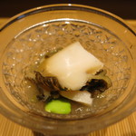 日本料理 みや  - 25年8月　島根蒸し鮑、蒸しフカヒレ、貝柱と夏野菜