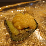 日本料理 みや  - 25年8月　茄子焼き、雲丹添え