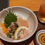 博多華味鳥 - 鶏3種の前菜、酒泥棒だ(*^O^*)