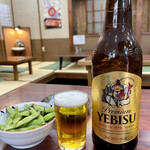 寿々喜 - 枝豆 530円・エビスビール（大） 830円