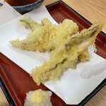 ときわ食堂 - 穴子の天ぷら@600円   急に高いメニュー！でもその名に恥じぬフワフワ＆カリカリがいいよねぇ！