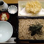 San take - ざる蕎麦と白魚のかき揚げ