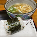 はびきのうどん - かすうどん おにぎりランチ¥500