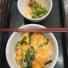 なか卯 - お揚げとにらの玉子丼(ごはん大盛)と、冷やし坦々うどん(小)