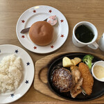 Suteki No Don - 日替わりメニューからハンバーグ（１３０ｇ）＆チキン＆白身魚フライ