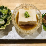 Teuchi Sobakiri Takumi - 烏賊酢味噌和え➰胡麻豆腐➰穴子煮凍り