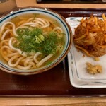 麦まる - かけうどん320円、かき揚げ150円