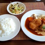 Bisutoro Baba - Cランチ　カニコロと煮込みハンバーグ＠1300円