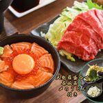 temakisushisemmontembiwasushi - 【ディナー】牛しゃぶ定食サーモンいくら丼セット