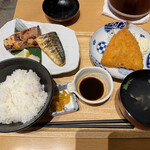 釣宿酒場マヅメ - 本日の焼き魚２種（鯖・赤魚）と大アジフライ