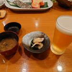 くらくえん - 蜆汁とお通しと生ビール