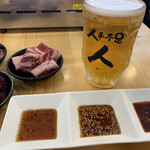 Hitode Busoku - 生ビールとタレ３種類