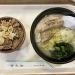 Ameya Shiyokudou - 豚塩麺とピリ辛そぼろのミニ丼