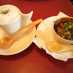 鄭錫門 - 左:⑤栗かぼちゃの茶碗蒸し♪・右:⑥スチームバーグ♪