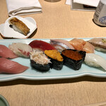 Sushidokoro Ginza Fukusuke - ご飯小さめにしてもらった。どれも普通の握り。普通に美味しいがウニは絶不調だった(´；ω；｀)