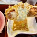 ダイニングステージ 佐海屋 - (※食べかけ！)大きいしプリップリだし衣サクサクだしタルタルに合う…うまくないわけが無い…( ; ; )♡