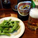 藤ちゃん - 「ビール大」（650円）と「枝豆」（300円）