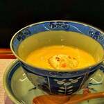 鮨 難波 - ふぐの白子の茶碗蒸し。 絶品です。 富山湾では春にふぐが旬を迎えます。富山湾、なんでも獲れちゃう。