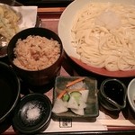 うどんの四国 - 精進天麩羅のざる細麺 かやくご飯定食