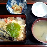 あんざい - 料理写真:天重(890円也) 海老2、茄子、大葉、キス‥