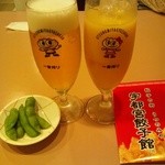 宇都宮餃子館 餃子村本店 - ビール（グラス）　オレンジジュース
