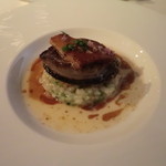 オーベルジュ 漣 - 魚料理：活アワビのムニエル生海苔のリゾット