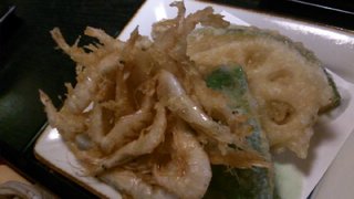 Soba Washoku Nagomi - 白海老のかき揚げとお野菜の天ぷら