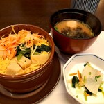 Kagonoya - 蒸飯、味噌汁、お漬物