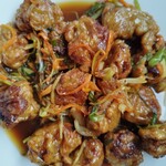 屋台屋 民食天成 - 酢鶏=黒酢が効いた香ばしさが特徴