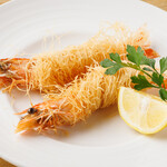 Fried shrimp wrapped in kadaif