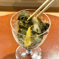 肉割烹 五平 - 前菜：アワビ素麺-肝ソース-