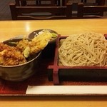 砂場 - 穴子一本天丼と蕎麦のセット800円