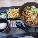 ゆで太郎 - 朝そば大盛り生玉子かき揚げネギ増し