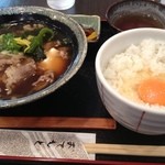 肉うどんの丸十 - 肉玉吸い&卵かけご飯