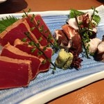 銀座 岩戸 - 【夜】漬けマグロとタコのお刺身盛り合わせ