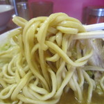 ラーメン二郎 - 小麦の風味、モチっとしてて。
      
      美味しい麺ですね。
      
      
      