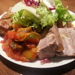 オカモト - ２０１３・６月　前菜盛り　ラタトゥイユ、豚こめかみゼリー寄せ