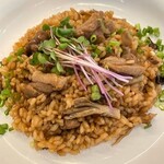 Stir-fried rice with Kyoto duck meat and mushrooms