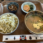 山水苑 - 料理写真:たかなご飯とだご汁に山菜も